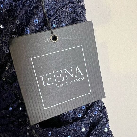 NWT Mac Duggal V-Neck Sequin Wrap Waist Gown Midnight Size 18 - Picture 8 of 15